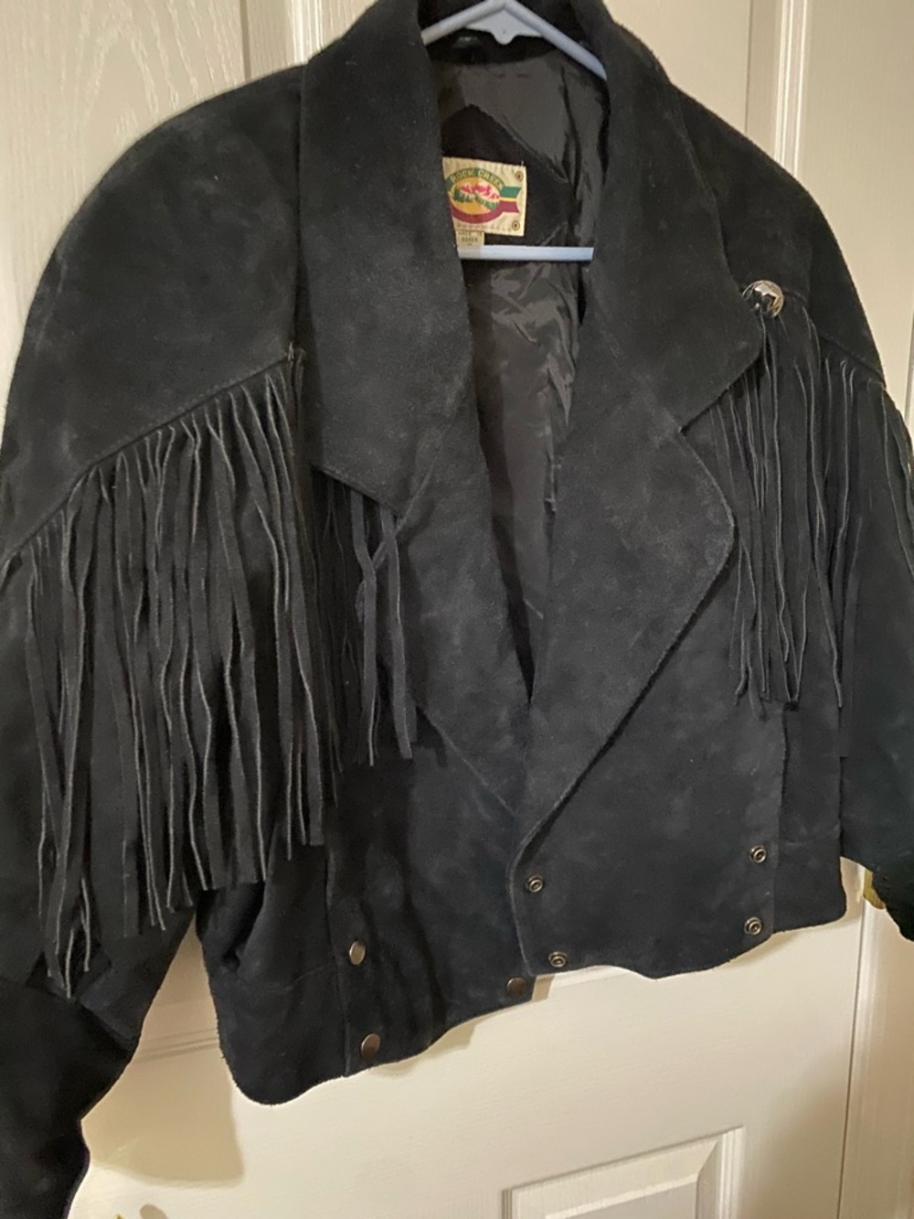 Black Suede Fringe Jacket - Vintage Western Style